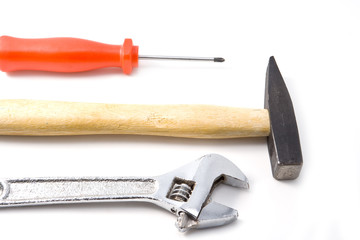 Adjastable wrench, hummer and screwdriver