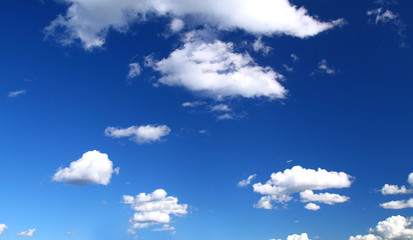 panoramic view of summer sky with cumulus clouds,