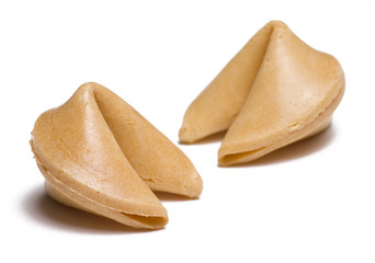 Two fortune cookies isolated on white background