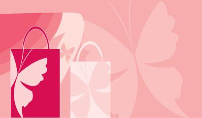 vector image of shopping bags with butterfly
