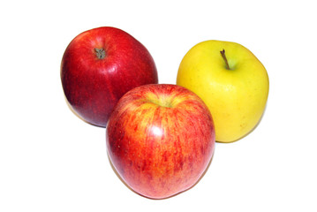 Naklejka na ściany i meble Three apples isolated over a white background