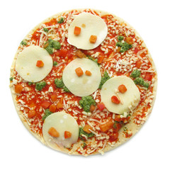Pizza raw with mozzarella prepared for baking in oven