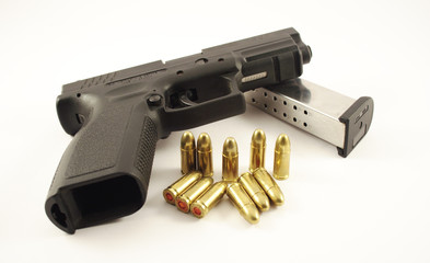 pistol and bullets