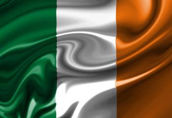 Irish flag waving in the wind