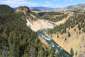 The Yellowstone River in Yellowstone National Park in Wyoming