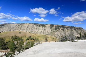The Mammoth Hot Spring area in Yellowstone National Park