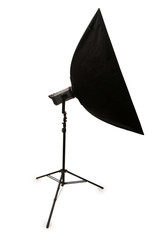 Studio strobe with  softbox isolated on the white