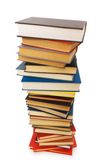 Stack of books isolated on the white background