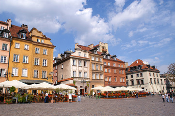 Old town colorful houses in Warsaw, Poland