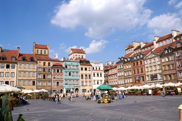 Old city colorful houses in Warsaw, Poland