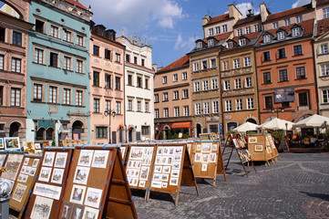 Old city colorful houses in Warsaw, Poland