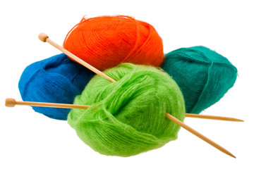 Multi-coloured woolen a thread for knitting on