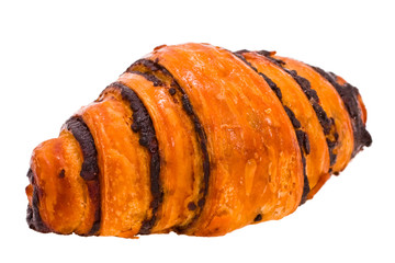 Croissant by a breakfast on a white background