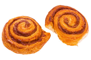 Croissant by a breakfast on a white background