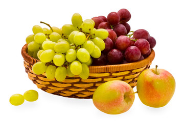 apple and grape of the miscellaneous sort in basket