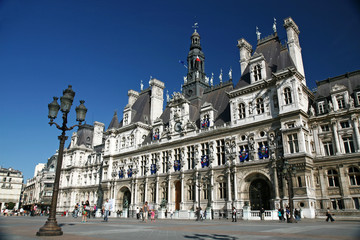 mairie de paris - obrazy, fototapety, plakaty
