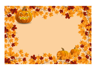 Fototapeta premium Halloween pumpkin with leafs