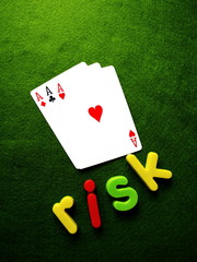 three aces and lettering