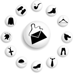 Set buttons. Clothing and shoes