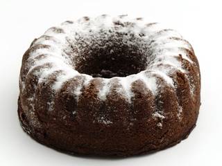 chocolate cake isolated on the white background