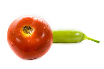 Tomato and paprika isolated on the white