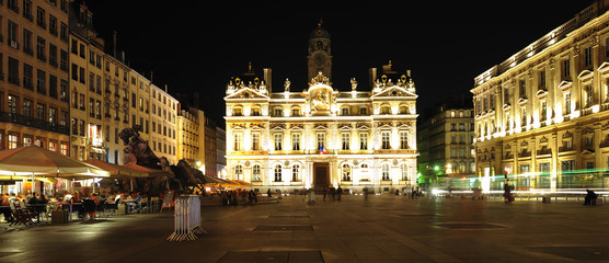France, Lyon: night view of the town house - 9435753