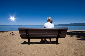 woman on bench