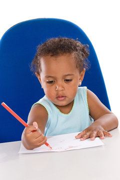 Adorable baby student a over white background