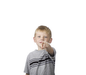 boy pointing finger