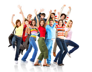 Happy funny people. Isolated over white background.