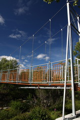 Fototapeta na wymiar Suspended bridge in a national park, Sweden