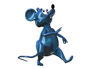 Blue ceramic mouse in dance. Illustration. 3D render.