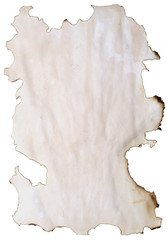 old burnt paper isolated on a white background