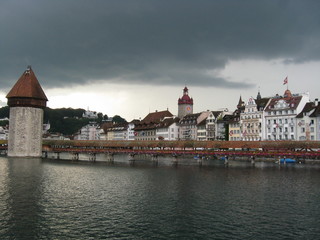 Fototapeta premium dark clouds over lucerne