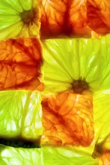 Papier Peint photo Lavable Tranches de fruits Cubes d& 39 agrumes