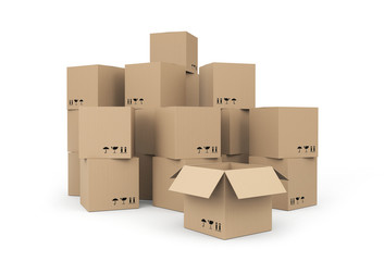 Cardboard boxes isolated on white