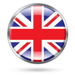 United kingdome flag button with clipping path