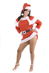 Young sexy Santa Girl isolated on white background.