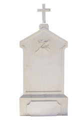 Christian blank gravestone isolated on white background.