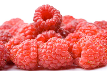 Fresh ripe raspberry on a white background