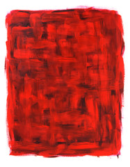 Red and black abstract oil painting, isolated on white.