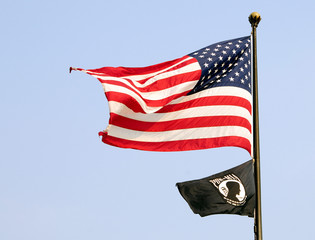 American and pow mia flags