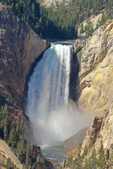 A waterfall at Yellowstone National park in summer