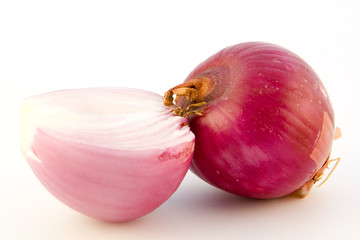 Red onion isolated on white background