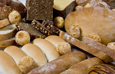 Various types of baked sweet pastry