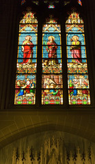 Fototapeta na wymiar Saintly Stained Glass Statues Saint Patrick's Cathedral New York