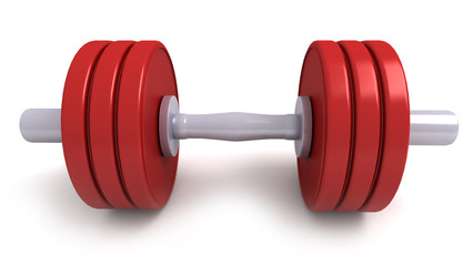 3D-rendering of red dumbbells against a white background