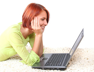 young girl with laptop