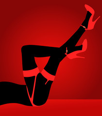Beautiful stripper with high heel red shoes