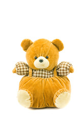 Teddy bear toy isolated on a white background